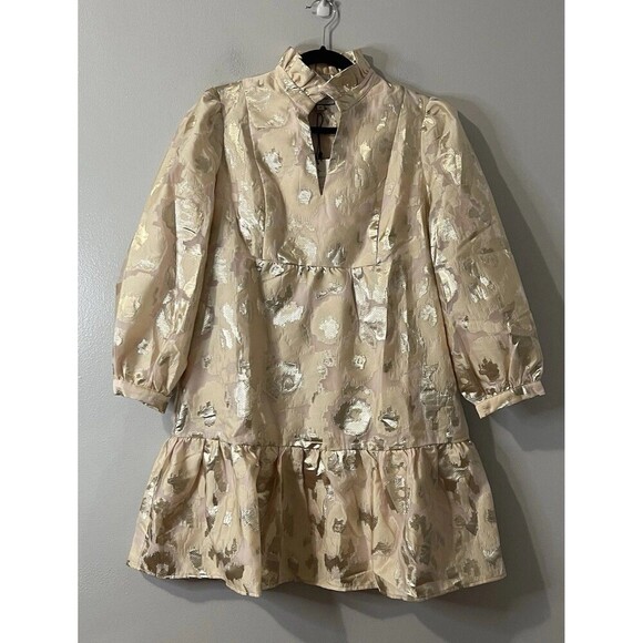 TUCKERNUCK Tan Fil Coupe Palmerston Dress Medium NEW Garden Floral Formal - Picture 1 of 14